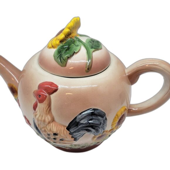 Baum Brothers Formalities Rooster Majolica Teapot Collection - Picture 2 of 9